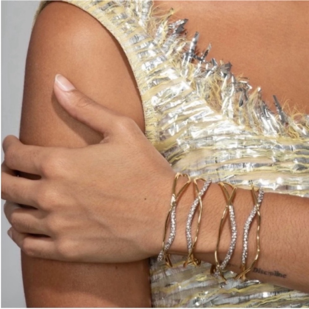 ALEXIS BITTAR • Solanales Gold Silver Crystal Cuff Bracelet - Picture 7 of 16